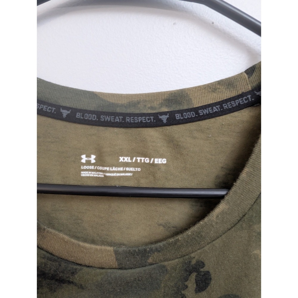 D6 Under Armor Blood,Sweat & Respect Men's XXL Camo Tee w/Flag Patch USA Rock - Picture 5 of 6